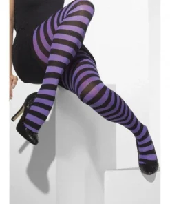 Smiffy's Womens Tights Wide Striped Colored Stockings Halloween Costume Pantyhose