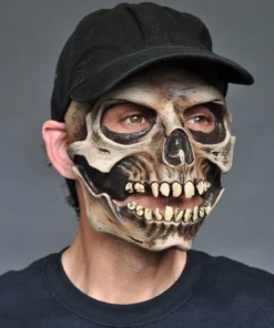 Carnival Products Skull Halloween Mask With Cap And Moving Mouth Mens