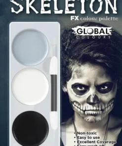 Global Colours Womens Skeleton Halloween Colour Palette Face Paint Kit