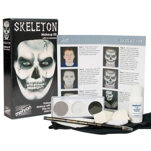Mehron Skeleton Halloween Costume MakeUp Kit 3 Mehron Skeleton Halloween Costume MakeUp Kit