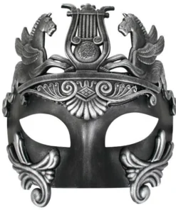 Tomfoolery Centurion Roman Mask Venetian Style Black Men's Masquerade
