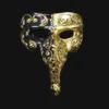 Carta Alta Long Nose Masquerade Male Venetian Mask Gold & Black