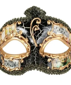 Tomfoolery Salvatore Venetian Style Men's Masquerade Mask Black