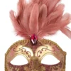 Tomfoolery Isabella Masquerade Pink Feathers Women's Mask Dusky Venetian Style Womens