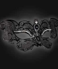 Carta Alta Gatto Cat Black Filigree Venetian Mask Authentic Italian Masquerade Womens