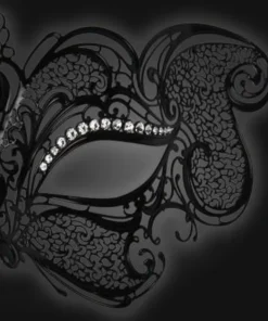 Carta Alta Gatto Cat Black Filigree Venetian Mask Authentic Italian Masquerade Womens