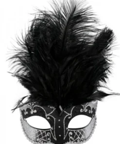 Tomfoolery Carmela Women's Venetian Style Masquerade Mask Black And Silver