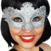 Tomfoolery Masquerade Silver Lace Crystal Women's Eye Mask