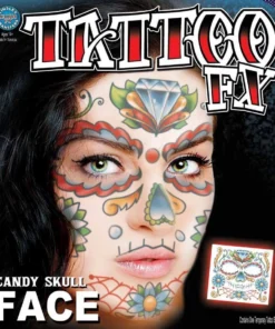 Tinsley Transfers Candy Skull Temporary Face Tattoo Womens