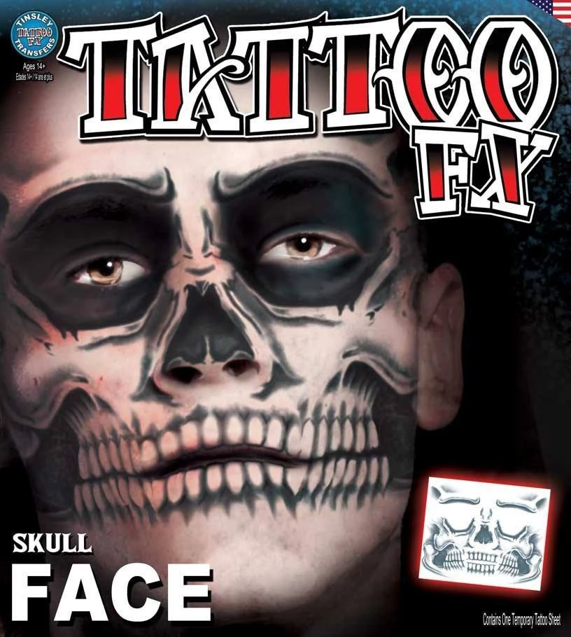 Tinsley Transfers Skull Face Halloween Temporary Face Tattoo Womens 3 Tinsley Transfers Skull Face Halloween Temporary Face Tattoo Womens