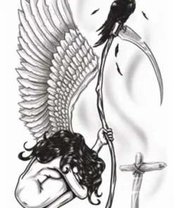 Tinsley Transfers Womens Angel Of Death Gothic Temporary Tattoo