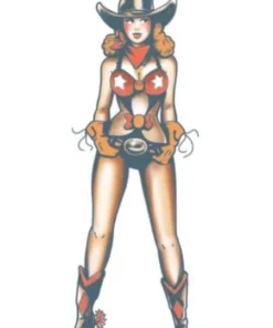 Tinsley Transfers Womens Cowgirl Pin Up Temporary Tattoo