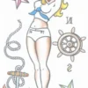 Tinsley Transfers Womens Sailor Girl Pin Up Temporary Tattoo