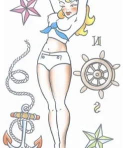 Tinsley Transfers Womens Sailor Girl Pin Up Temporary Tattoo