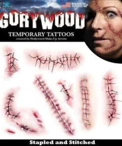 Tinsley Transfers Stitched Horror Monster Make Up Halloween Party Temporary Tattoos Womens