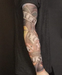 Interalia Greaser Fake Temporary Tattoo Sleeve Nylon 1950's Tattoo Arm Stockings