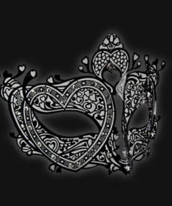 Carta Alta Oriental Black Metal Filigree Ladies Venetian Mask Masquerade