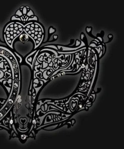 Carta Alta Oriental Black Metal Filigree Ladies Venetian Mask Masquerade