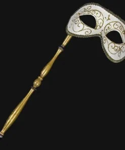 Carta Alta Masquerade Ladies Venetian Luxury Mask On Stick Made In Italy