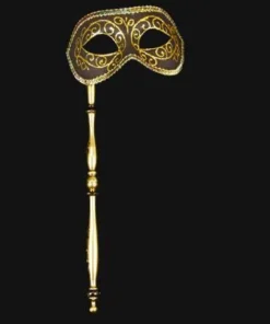 Carta Alta Masquerade Ladies Venetian Luxury Mask On Stick Made In Italy