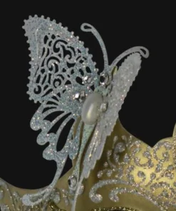 Carta Alta Butterfly Mask For Ladies Venetian Filigree Little Butterfly White & Gold