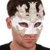 Tomfoolery Mens Cavalli Centurion Men's Venetian Style Masquerade Mask White