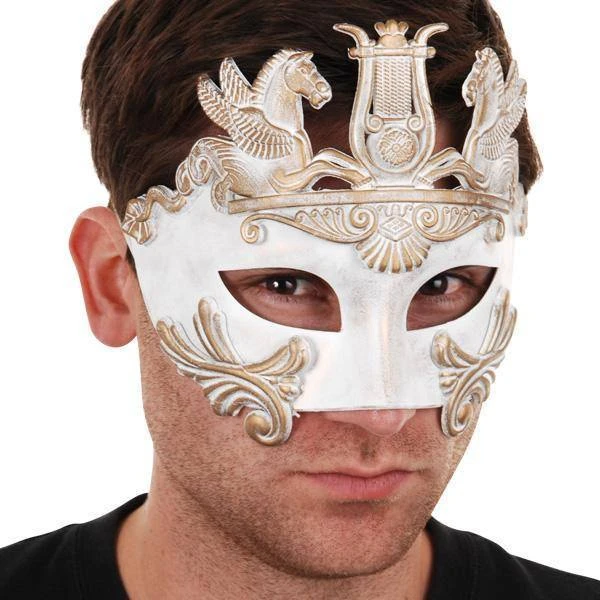 Tomfoolery Mens Cavalli Centurion Men's Venetian Style Masquerade Mask White 3 Tomfoolery Mens Cavalli Centurion Men's Venetian Style Masquerade Mask White