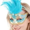 Tomfoolery Womens Mask Aqua Blue Feather Women's Masquerade