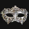 Carta Alta Womens Harlequin Silver Venetian Mask Baroque Masquerade With Crystal