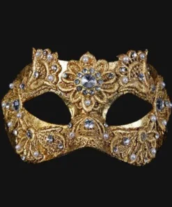 Carta Alta Macrame Gold Mask Baroque Venetian Masquerade Womens