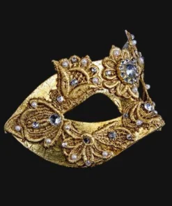 Carta Alta Macrame Gold Mask Baroque Venetian Masquerade Womens