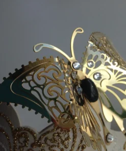 Carta Alta Butterfly Mask For Ladies Venetian Filigree Little Butterfly White & Gold
