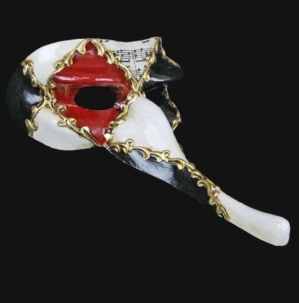 Carta Alta Music Notes Masquerade Venetian Long Nose Mask Mens 3 Carta Alta Music Notes Masquerade Venetian Long Nose Mask Mens
