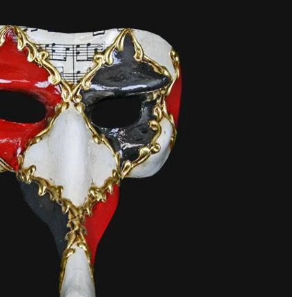 Carta Alta Music Notes Masquerade Venetian Long Nose Mask Mens 4 Carta Alta Music Notes Masquerade Venetian Long Nose Mask Mens