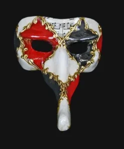 Carta Alta Music Notes Masquerade Venetian Long Nose Mask Mens 7 Carta Alta Music Notes Masquerade Venetian Long Nose Mask Mens