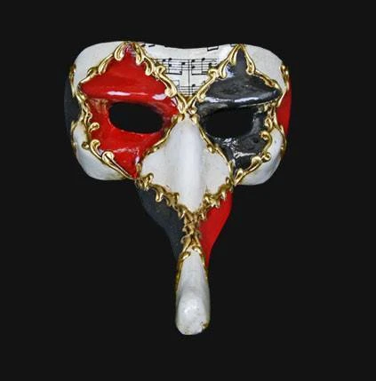 Carta Alta Music Notes Masquerade Venetian Long Nose Mask Mens 5 Carta Alta Music Notes Masquerade Venetian Long Nose Mask Mens