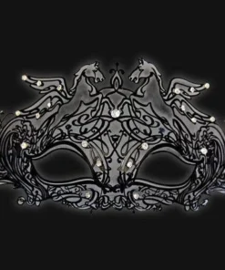 Carta Alta Womens Pegasus Venetian Filigree Mask Metal Masquerade Design