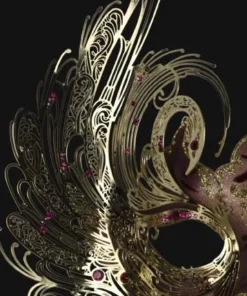 Carta Alta Swan Mask For Ladies Venetian Filigree Pink Deluxe Womens