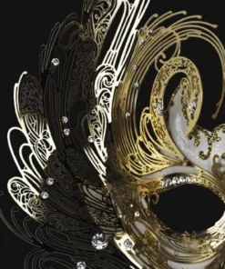 Carta Alta Swan Ladies Venetian Filigree Mask White & Gold Deluxe 7 Carta Alta Swan Ladies Venetian Filigree Mask White & Gold Deluxe