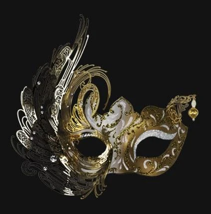 Carta Alta Swan Ladies Venetian Filigree Mask White & Gold Deluxe 3 Carta Alta Swan Ladies Venetian Filigree Mask White & Gold Deluxe