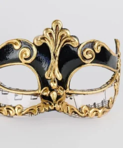 Carta Alta Music Paper Mask Traditional Venetian Black & Gold