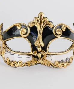 Carta Alta Music Paper Mask Traditional Venetian Black & Gold