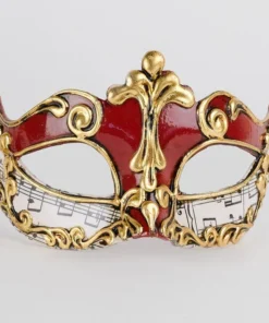 Carta Alta Womens Music Paper Mask Traditional Venetian Red & Gold