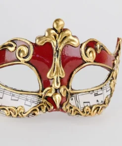 Carta Alta Womens Music Paper Mask Traditional Venetian Red & Gold