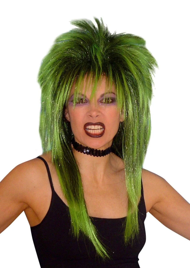 Carnival Products Cindy Lauper 80s Spiky Layered Wig Green & Black Party Mullet 3 Carnival Products Cindy Lauper 80s Spiky Layered Wig Green & Black Party Mullet
