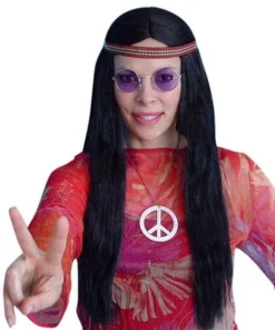 Carnival Products Hippie Black Costume Wig 60's & 70's Male & Female Fancy Dress Womens