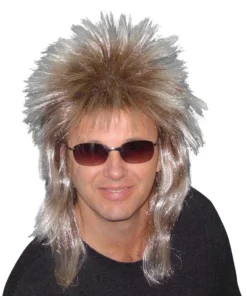 Carnival Products Mens Rod Blonde Spiky 80's Mullet Costume Wig