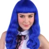 Carnival Products Womens Pop Star Blue Long Wavy Costume Wig Fancy Dress