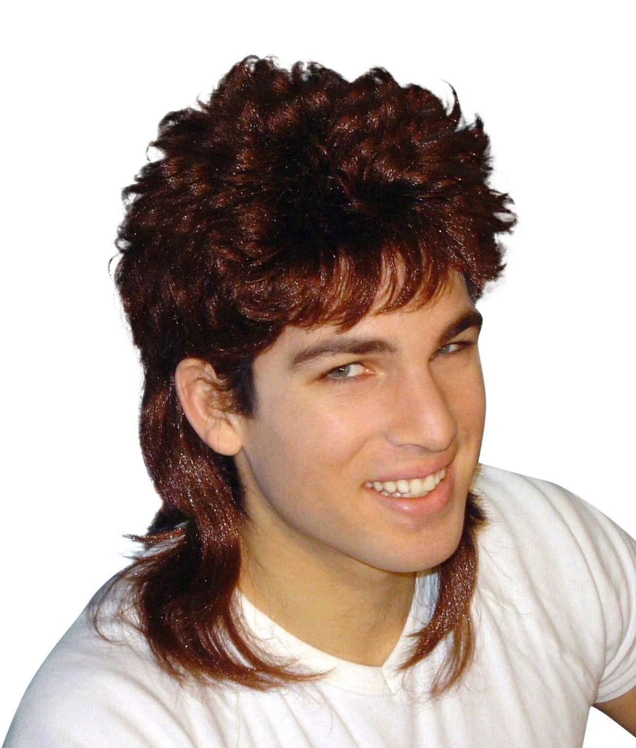 Carnival Products Bogan Brown Mullet Costume Wig 80's 3 Carnival Products Bogan Brown Mullet Costume Wig 80's