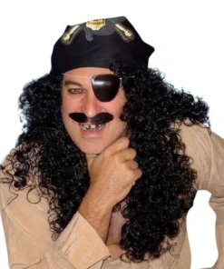 Carnival Products Captain Hook Wig Black Curly Pirate Costume Accessory Mens